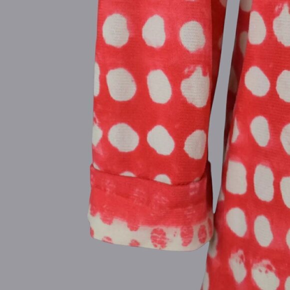 CHICO'S DOTTED RED MESH 3/4 SLEEVE TOP - Picture 6 of 7